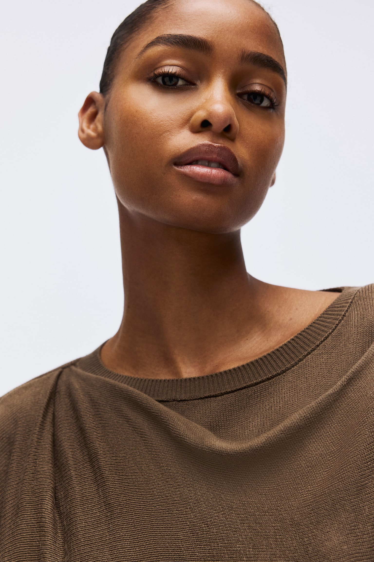 Džemper s ukrasnim šalom - Tamna sivosmeđa - 4