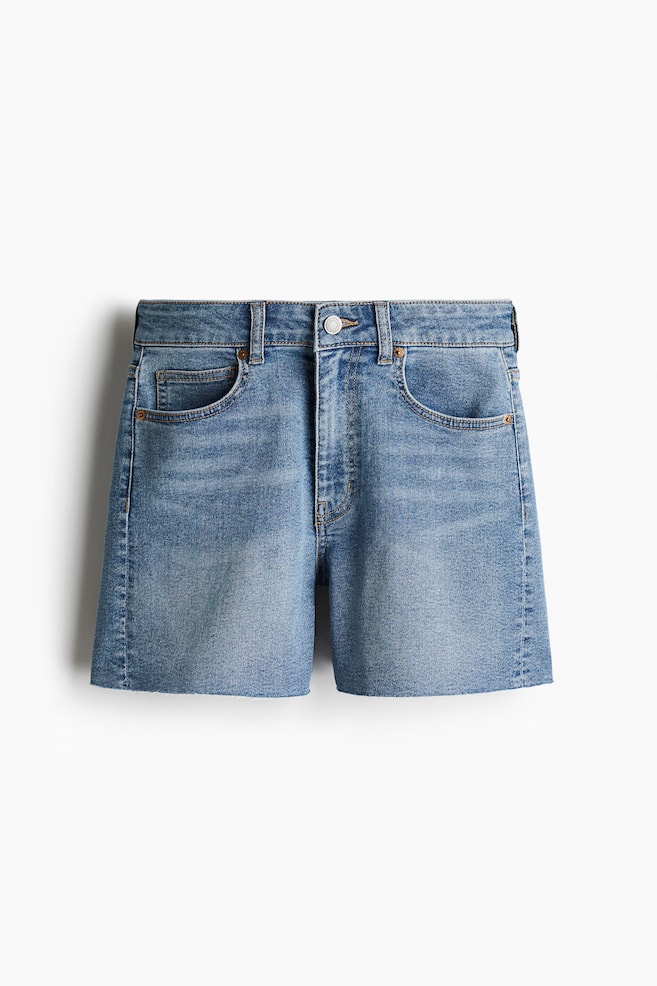 Skinny High Denim short - Denimblauw/Donker denimgrijs - 1