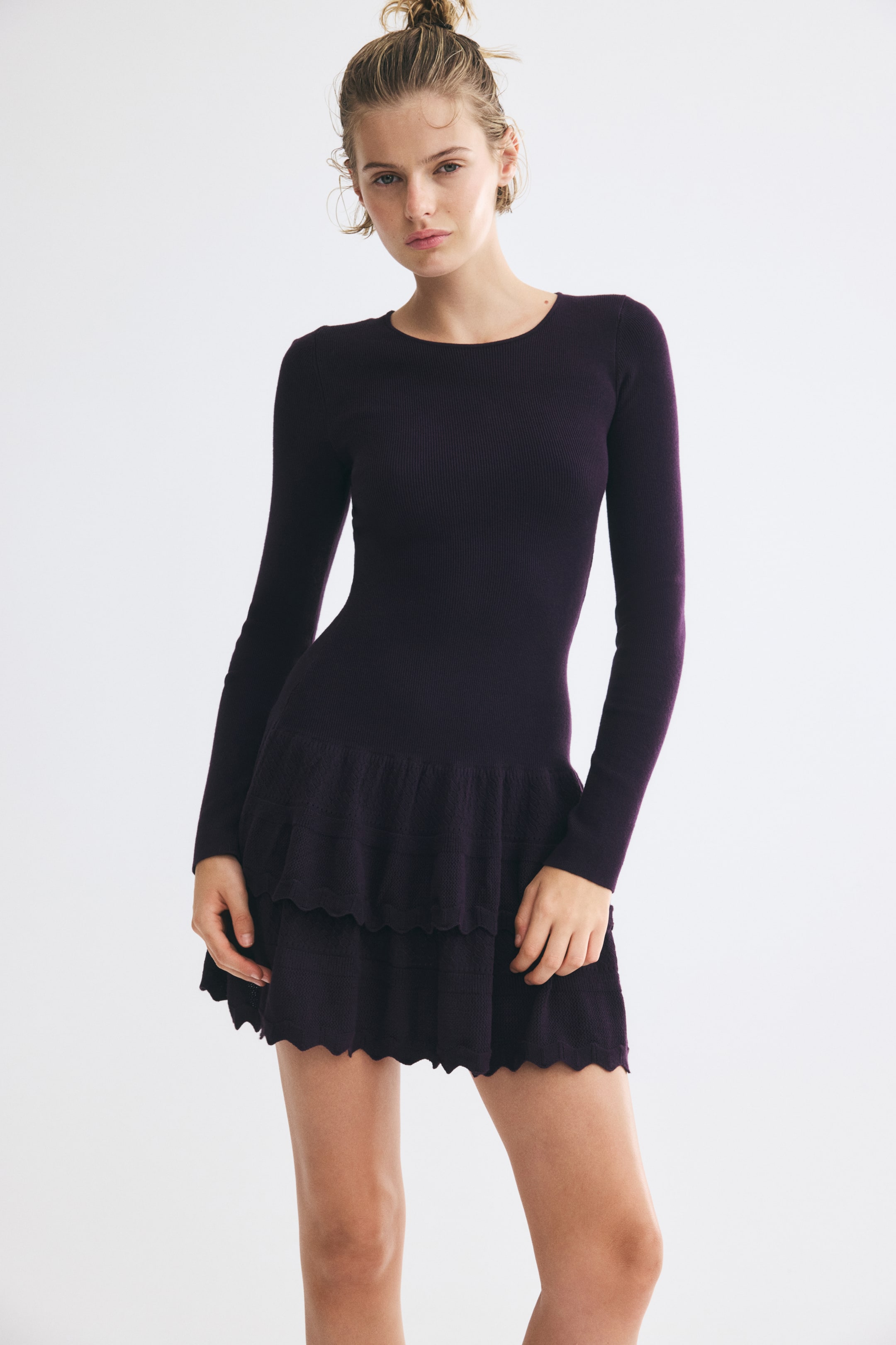 Tiered Rib-Knit Dress