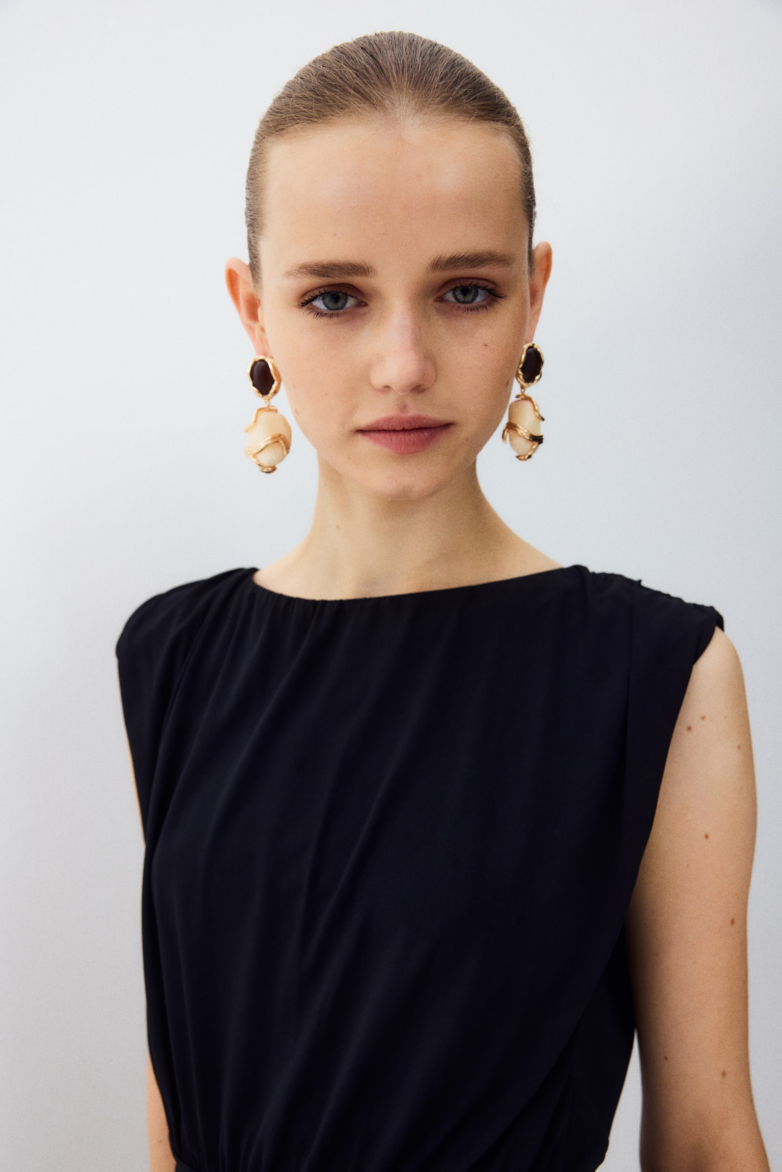 Draped mini dress - Black/Grey - 4