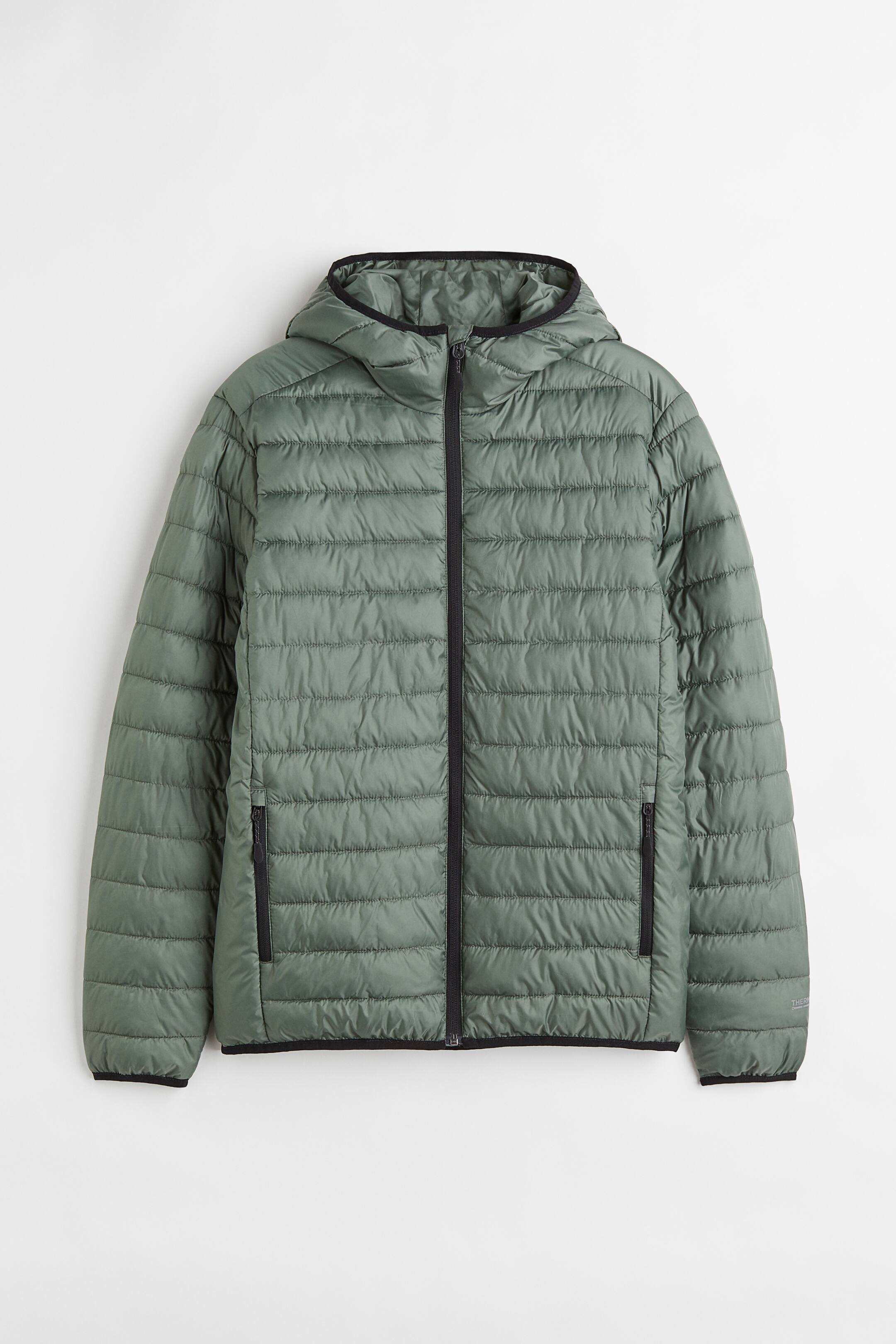 View larger image: Padded hooded sports jacket - Sage green - Men | H&M 1