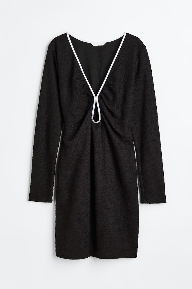 Robe en bouclette avec fente goutte d'eau - Noir/blanc - 1