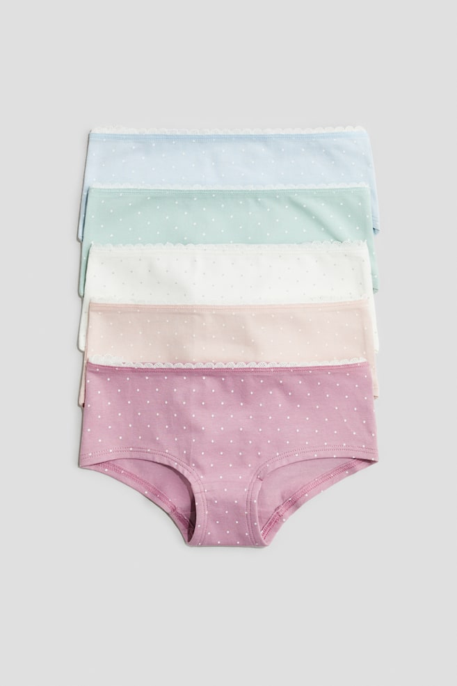 Set van 5 katoenen slips - Hipster - Dusty roze/stippen/Wit/Lichtroze/bloemen - 1