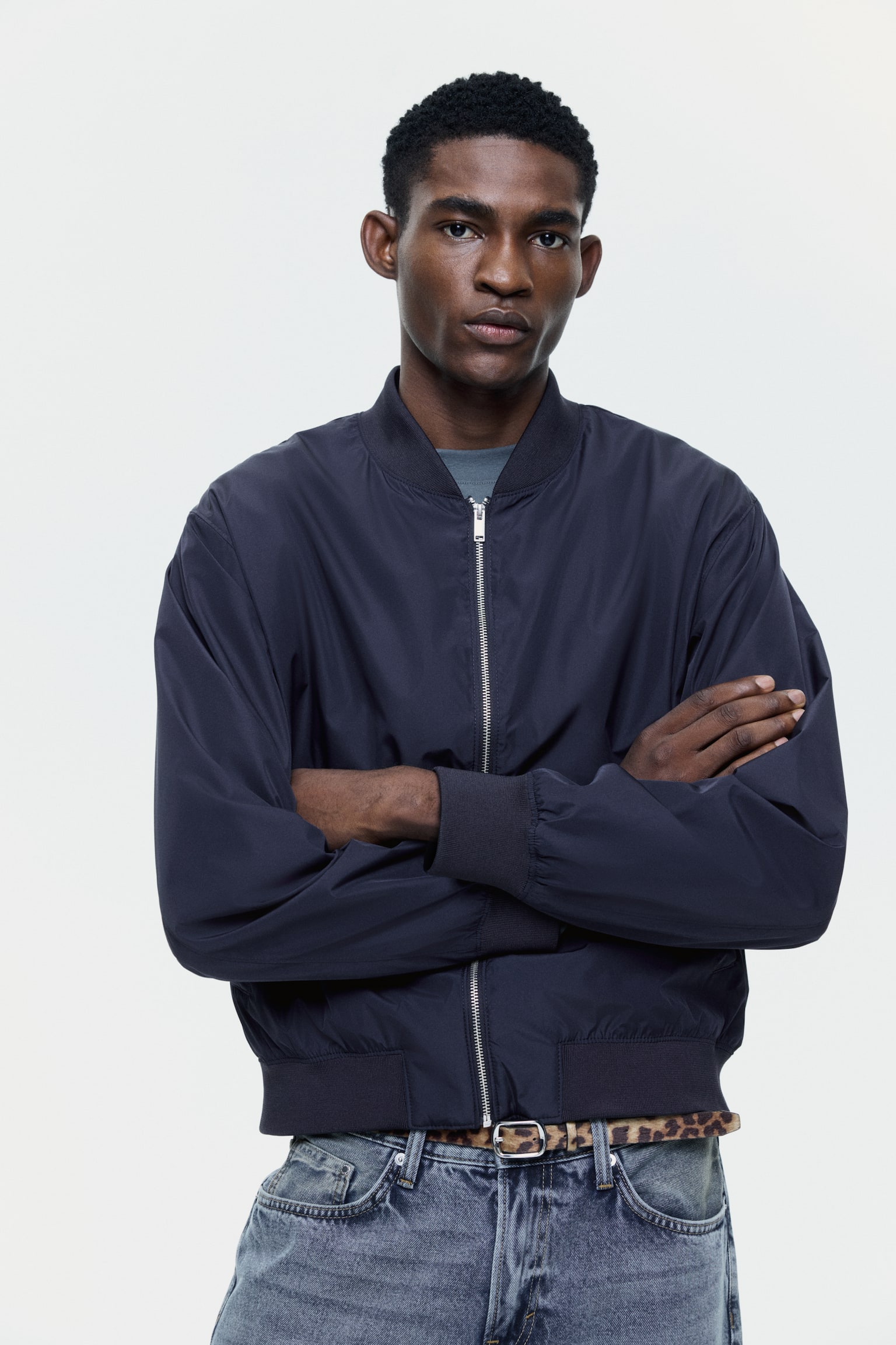 Lightweight bomber jacket - Dark blue/Black/Dark beige - 6