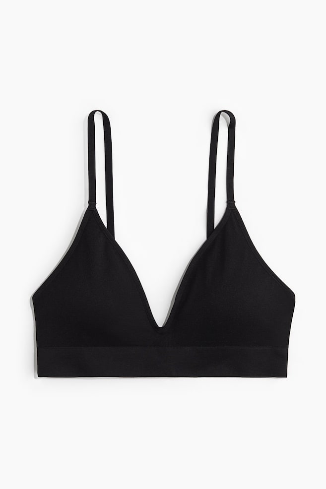 Seamless Padded Soft-cup Bra-Black - 1