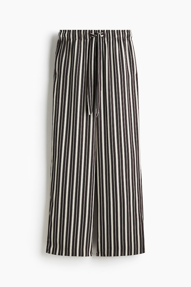 Drawstring twill trousers - Black/Striped/Light turquoise/Striped/Light beige/Brown striped/Mole/Black/Floral/Burgundy - 1