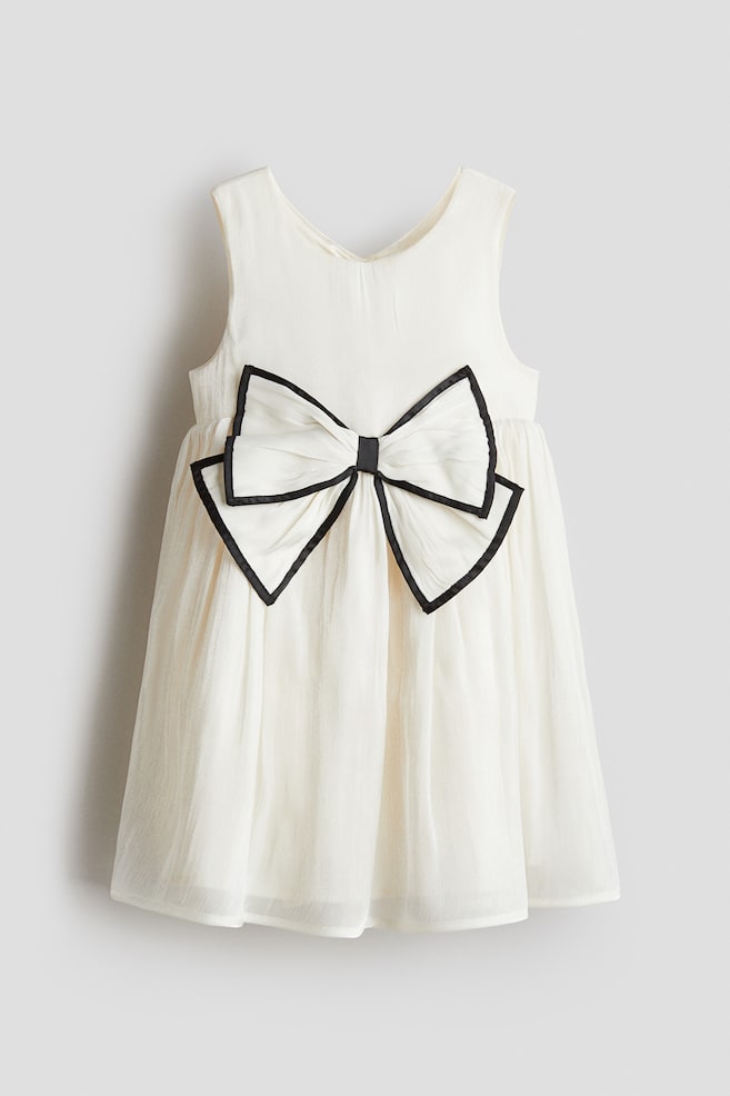 Organza-Kleid mit Zierschleife - Weiß/Helles Mattrosa - 1