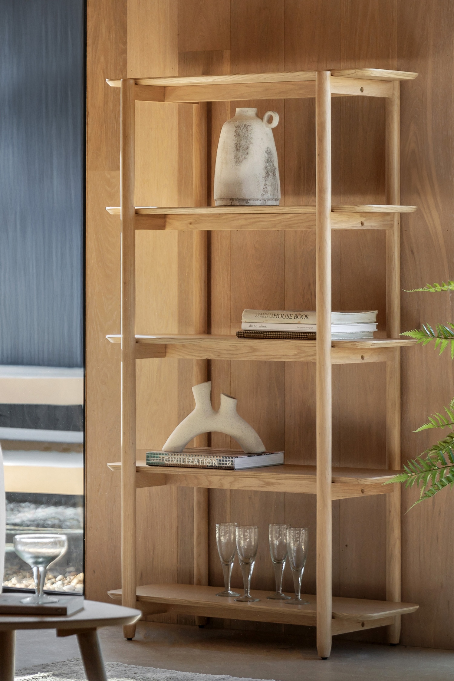 Wood Veneer Display Shelves - Tall - Natural