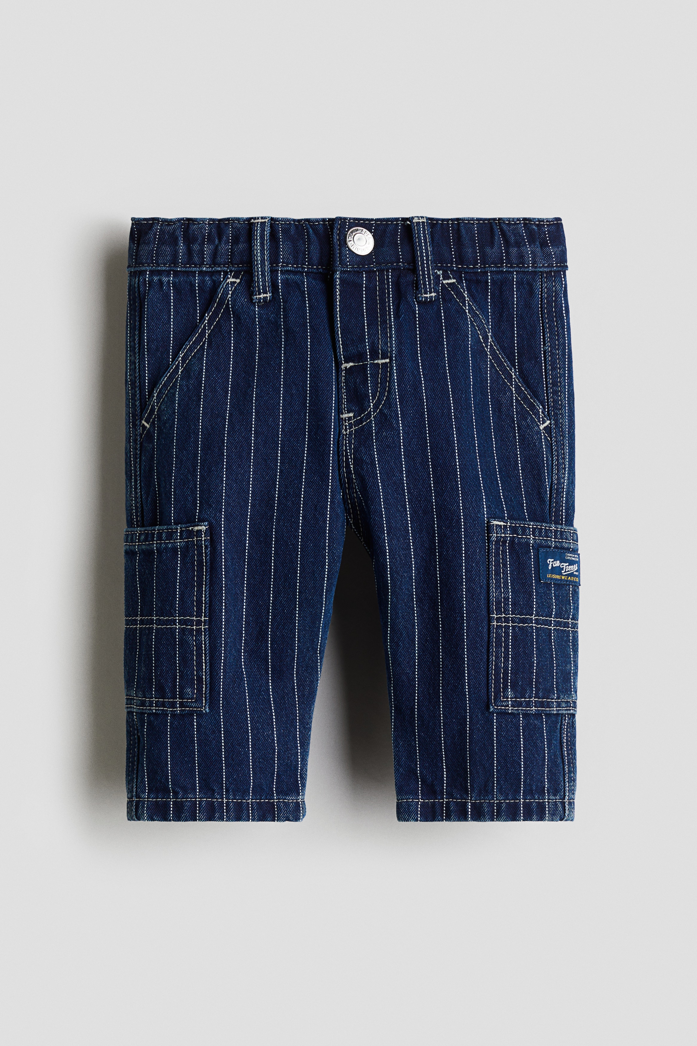 Ριγέ βαμβακερό τζιν - Μπλε denim/ριγέ