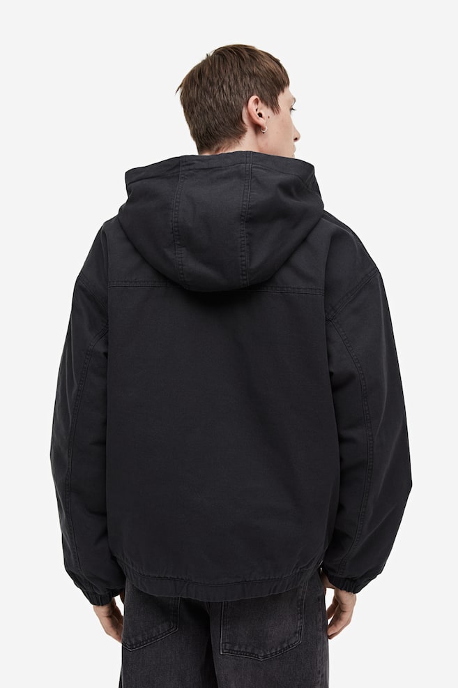 Loose Fit Hooded canvas jacket - Dark grey/Beige/Paisley-patterned - 3