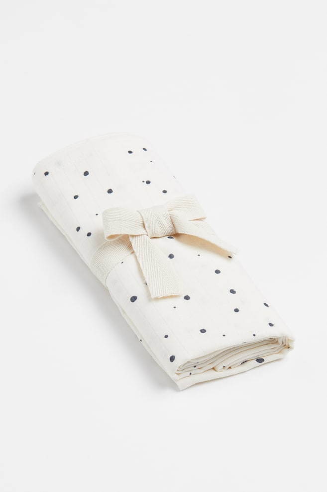Cotton muslin comfort blanket - Natural white/Spotted/White/Floral/Light beige/Leopard print/Light grey/White striped/dc/dc - 3