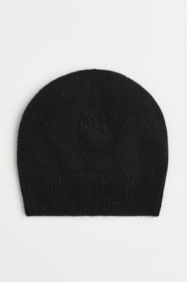 Knitted cashmere hat - Black/Beige - 1