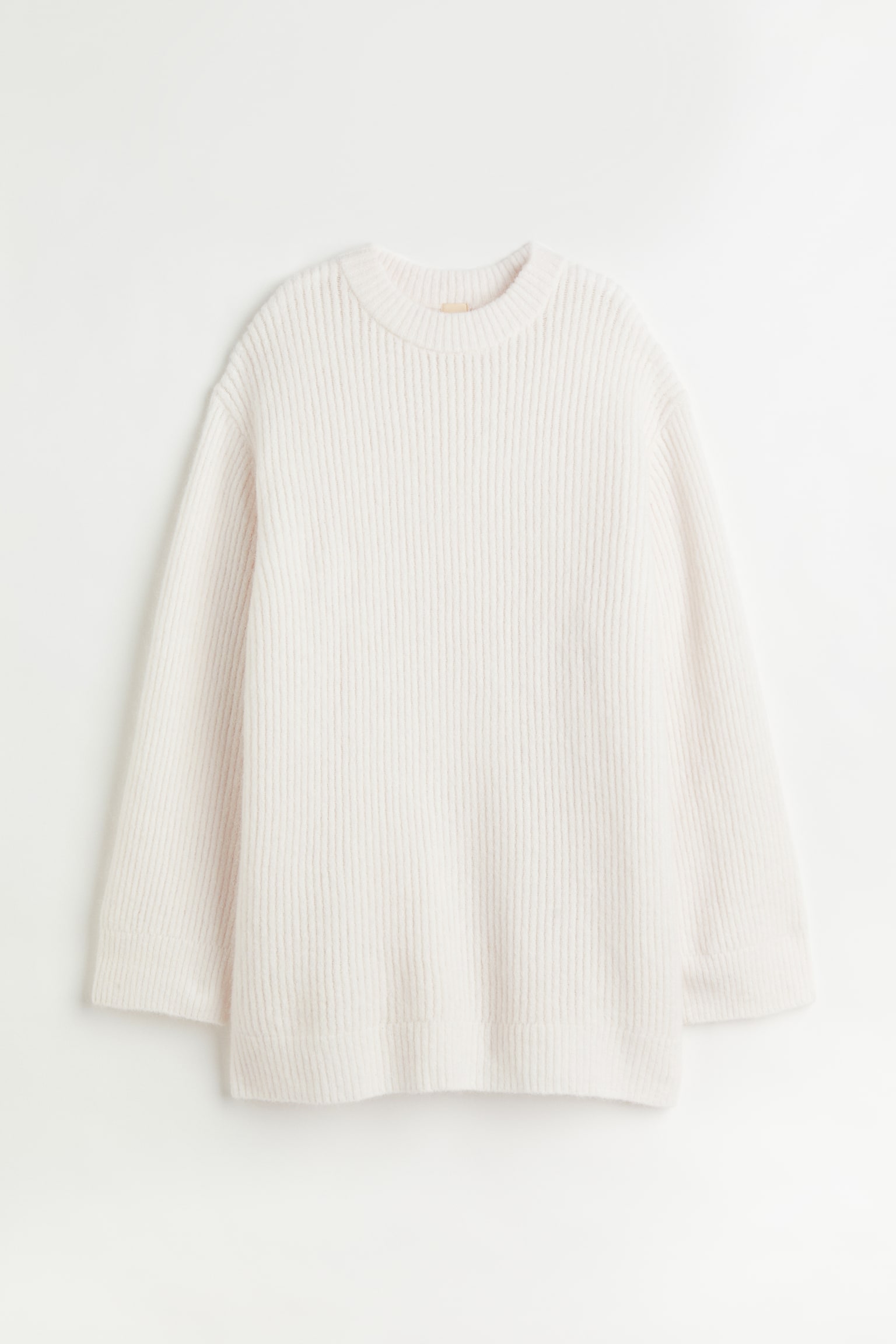 울 블렌드 리브니트 스웨터 - 화이트