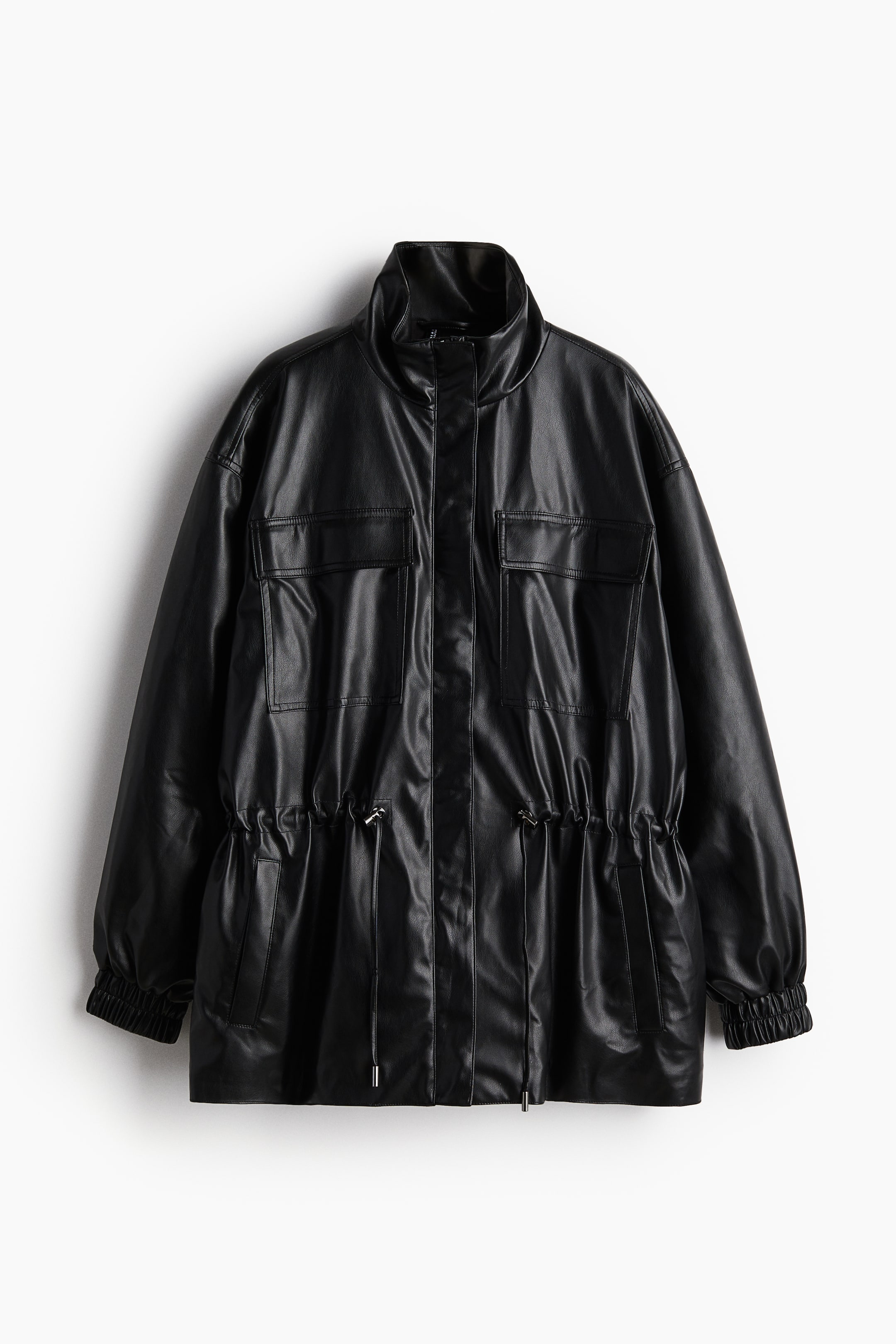 Drawstring-Detail Coated Jacket