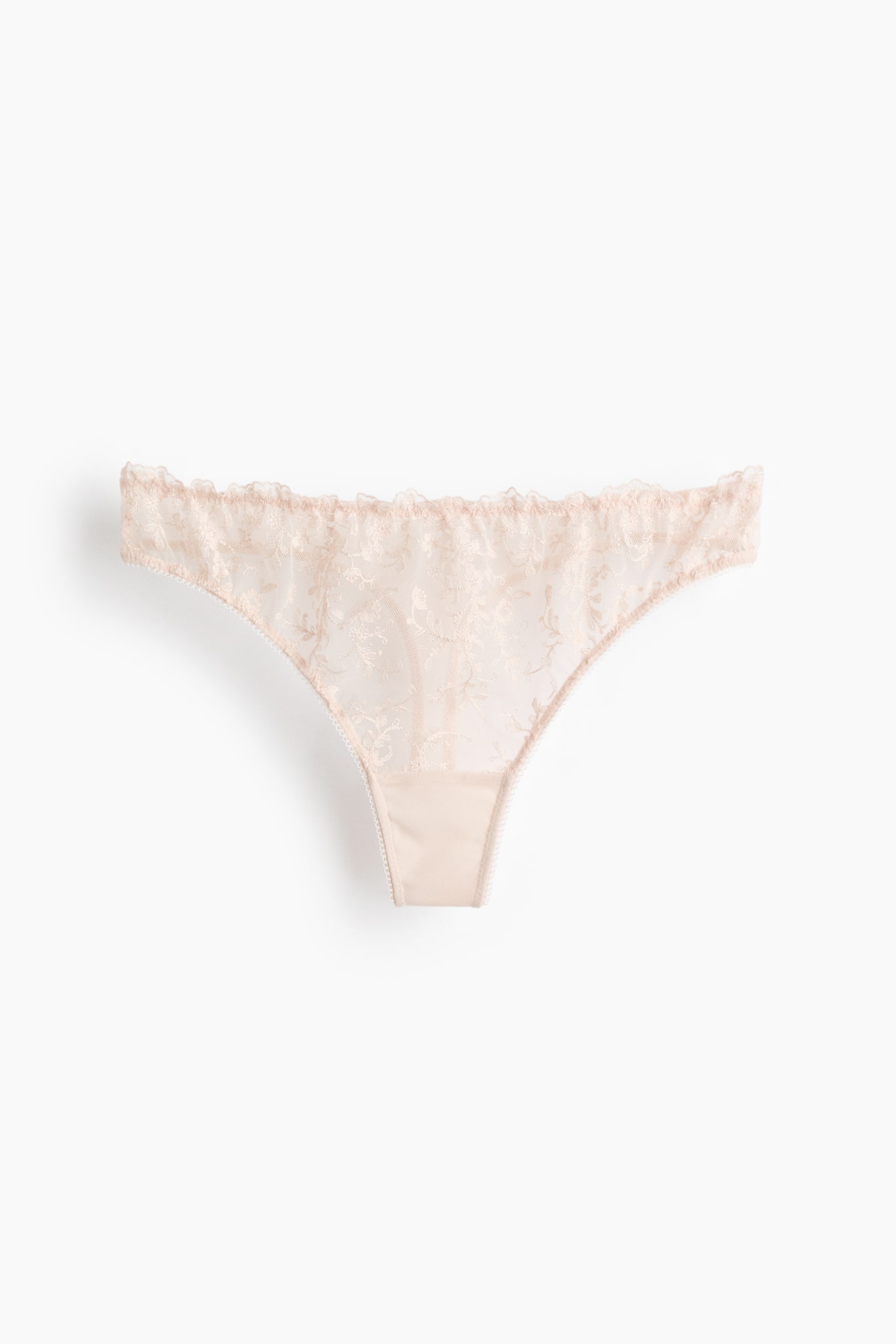 Embroidered thong briefs - Light beige/Black - 1