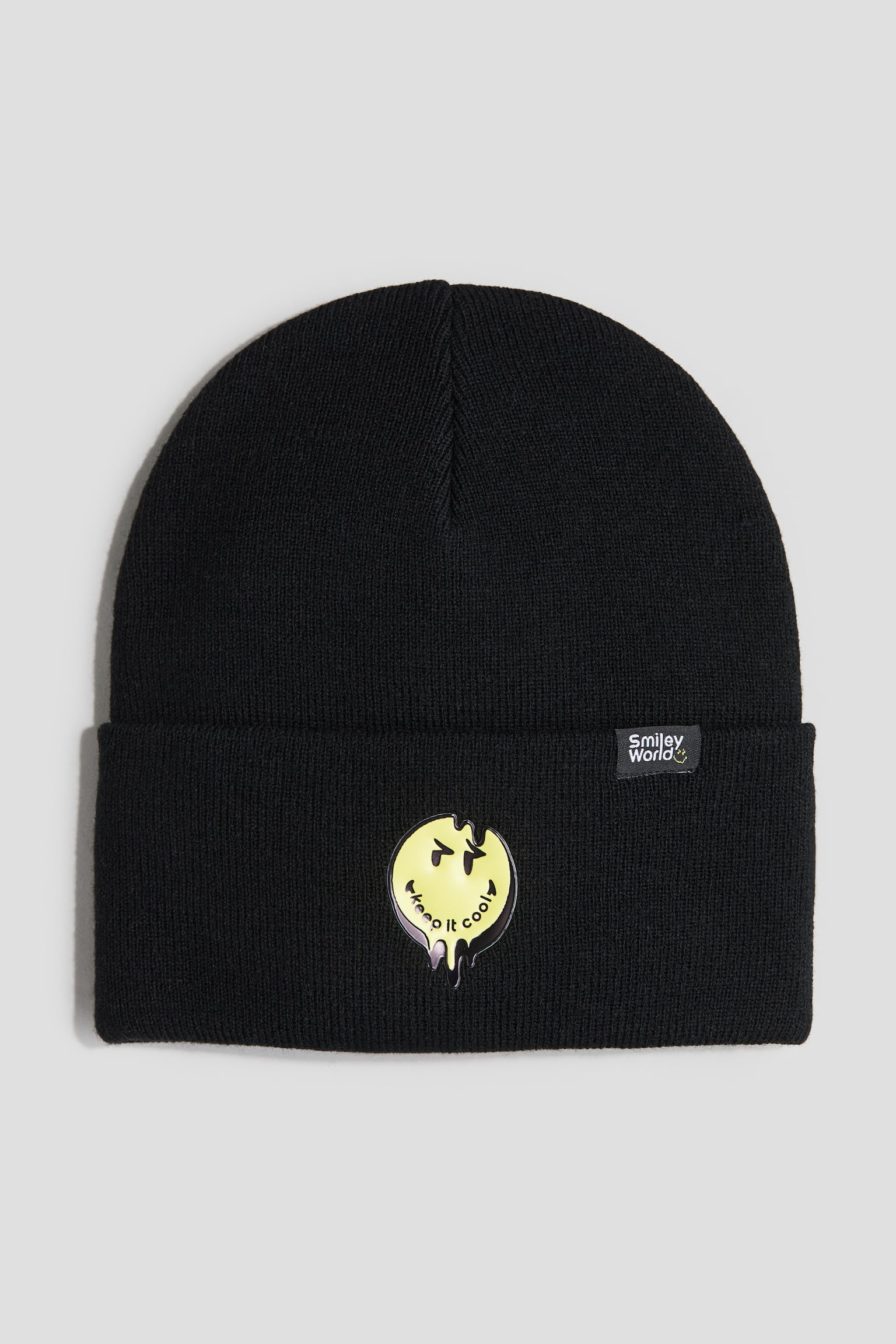 Appliquéd beanie - Black/SmileyWorld® - 1