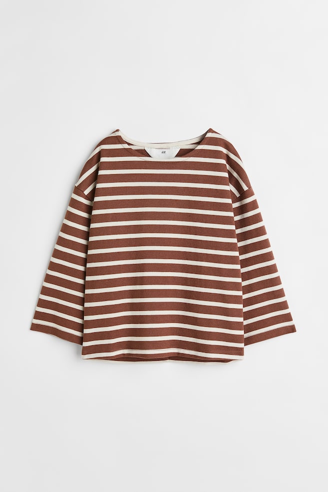 Oversized long-sleeved top - Brown/Striped - 1