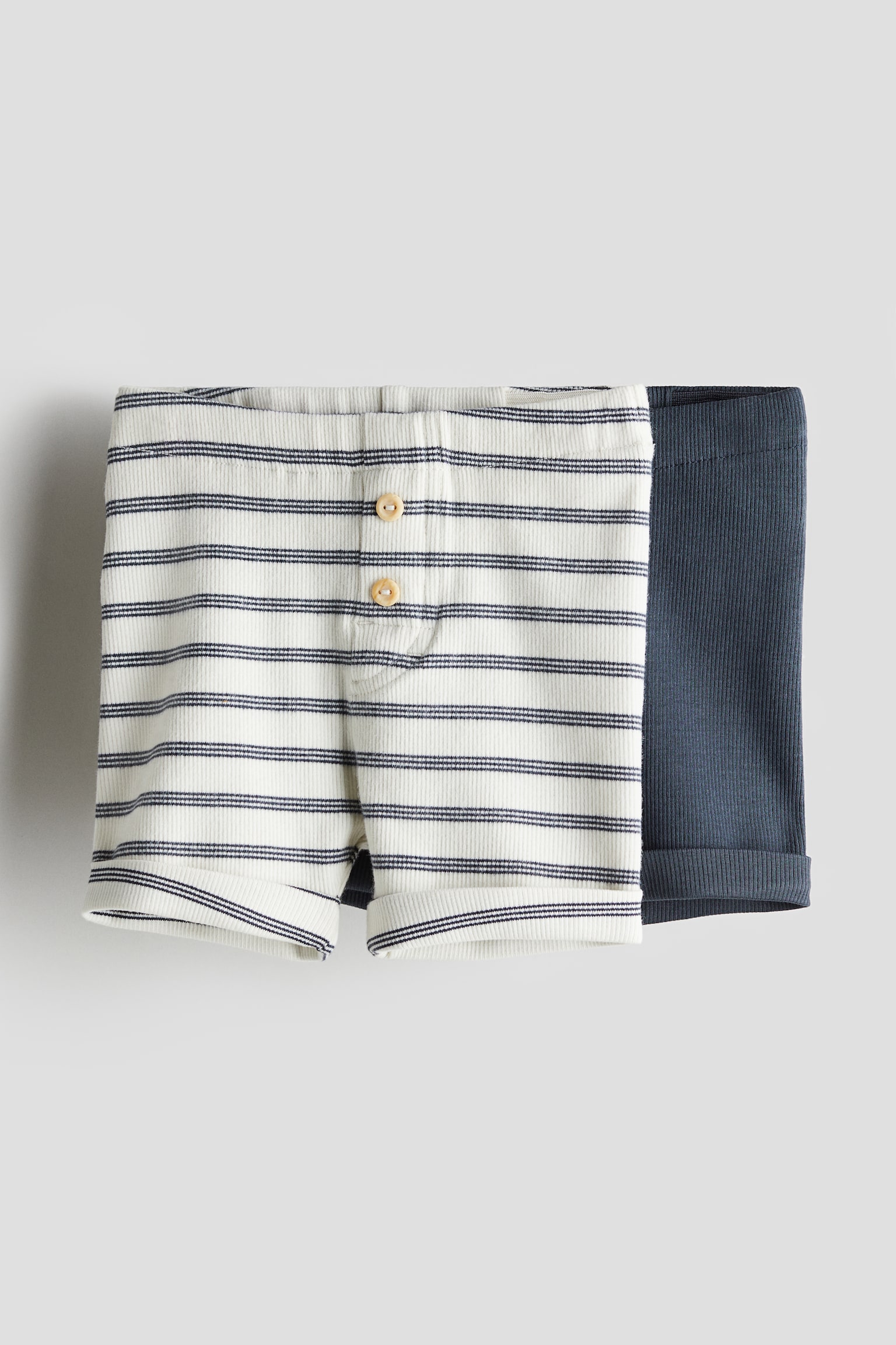 2-pack Cotton Shorts - Navy blue/Stripe/White/Dark beige/Turquoise/Light turquoise/Cream/Blue marl - 1