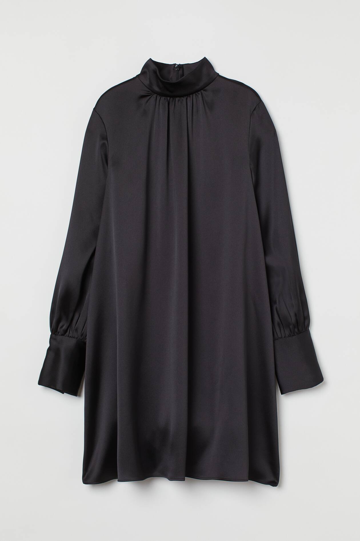 satin black and white dress Amelia Retro Mock Neck Size:Free Custom size bedroom