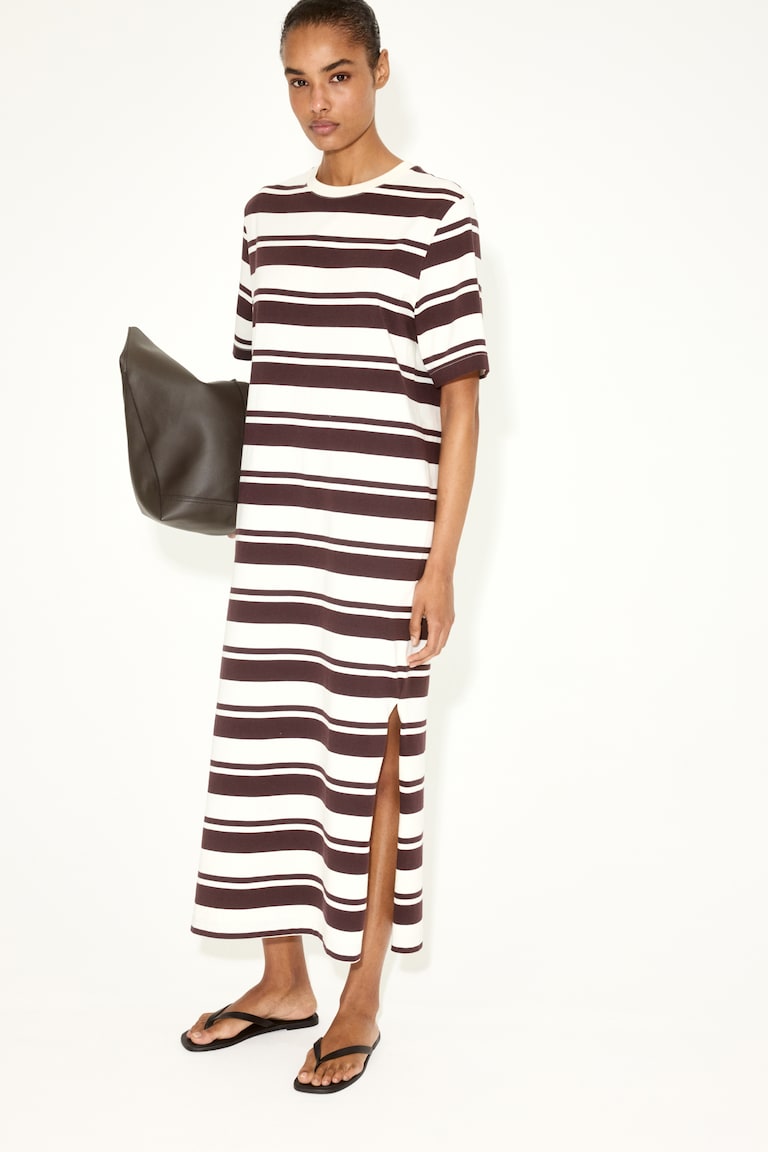 cotton jersey dress h&m H&M Dress In Soft, Organic Cotton Jersey With Flutter Sleeves And An Elasticated