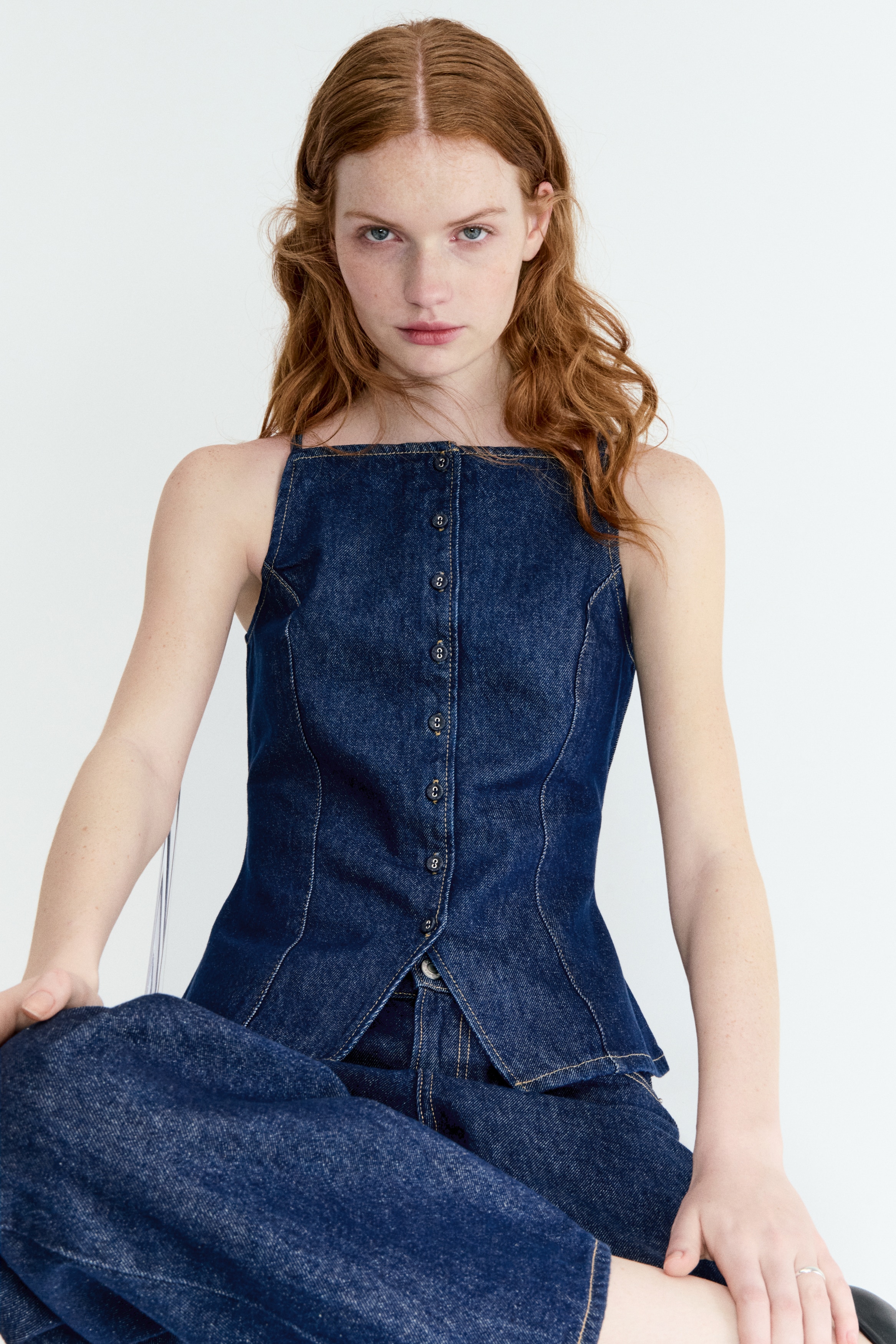 Gilet sans manches en denim - Bleu denim foncé/Bleu denim