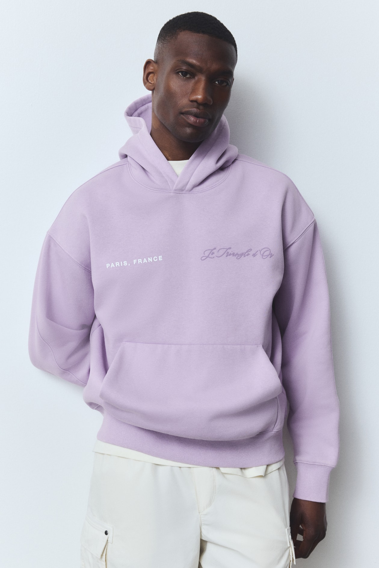 Loose-Fit Printed Hoodie Purple/Paris France Men H&M US