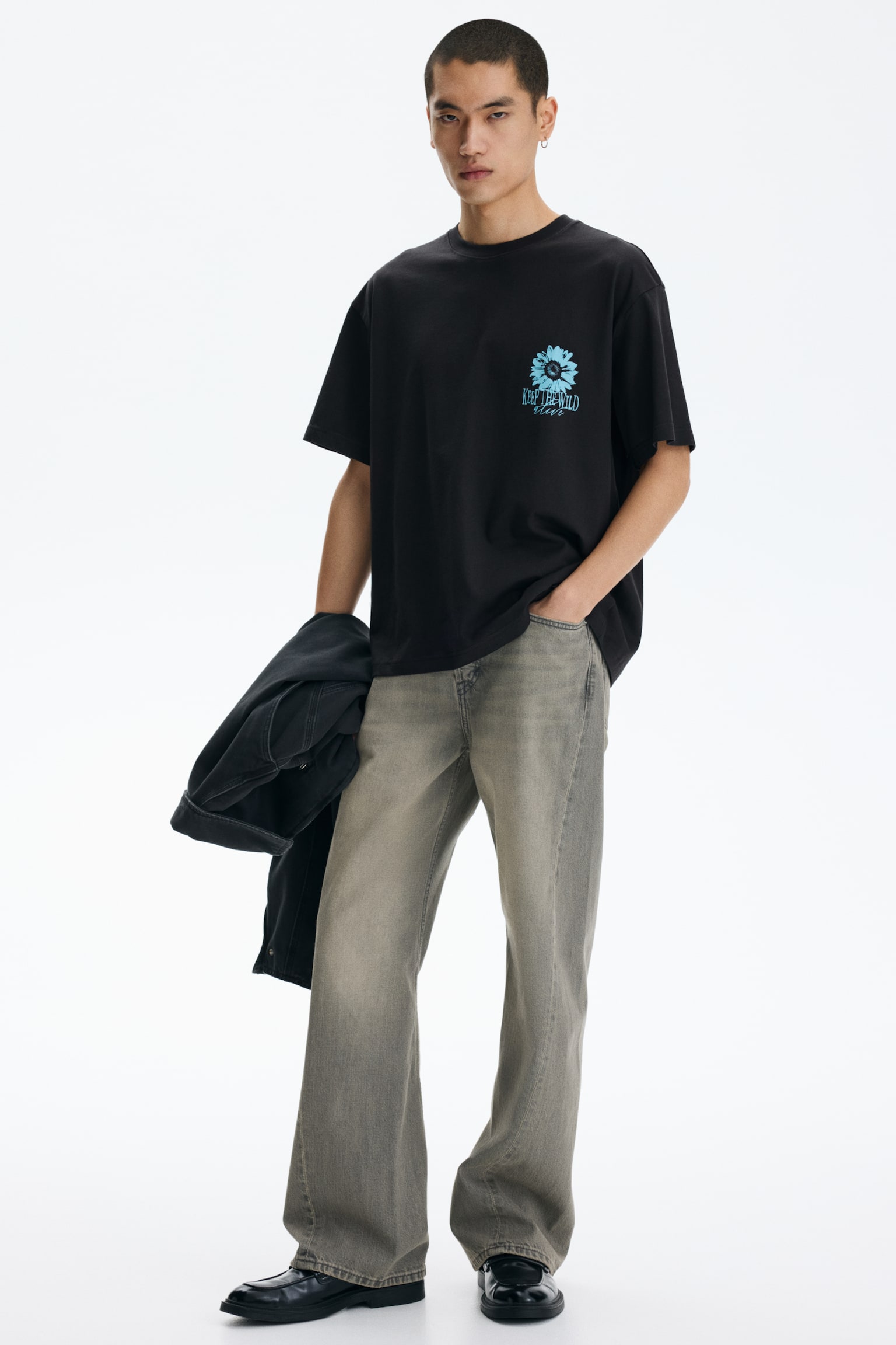 טישירט עם הדפס Loose Fit - שחור/Keep the wild/שחור/Carbonara/טורקיז/Emotional currents/חום/Street hoops/ירוק חאקי/Adapt/כחול/San Diego/לבן/Next level ready - 4