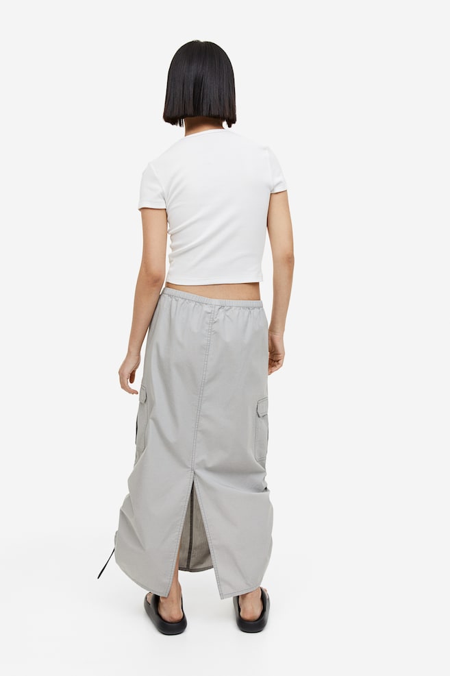 Cotton parachute skirt - Light grey/Black - 4