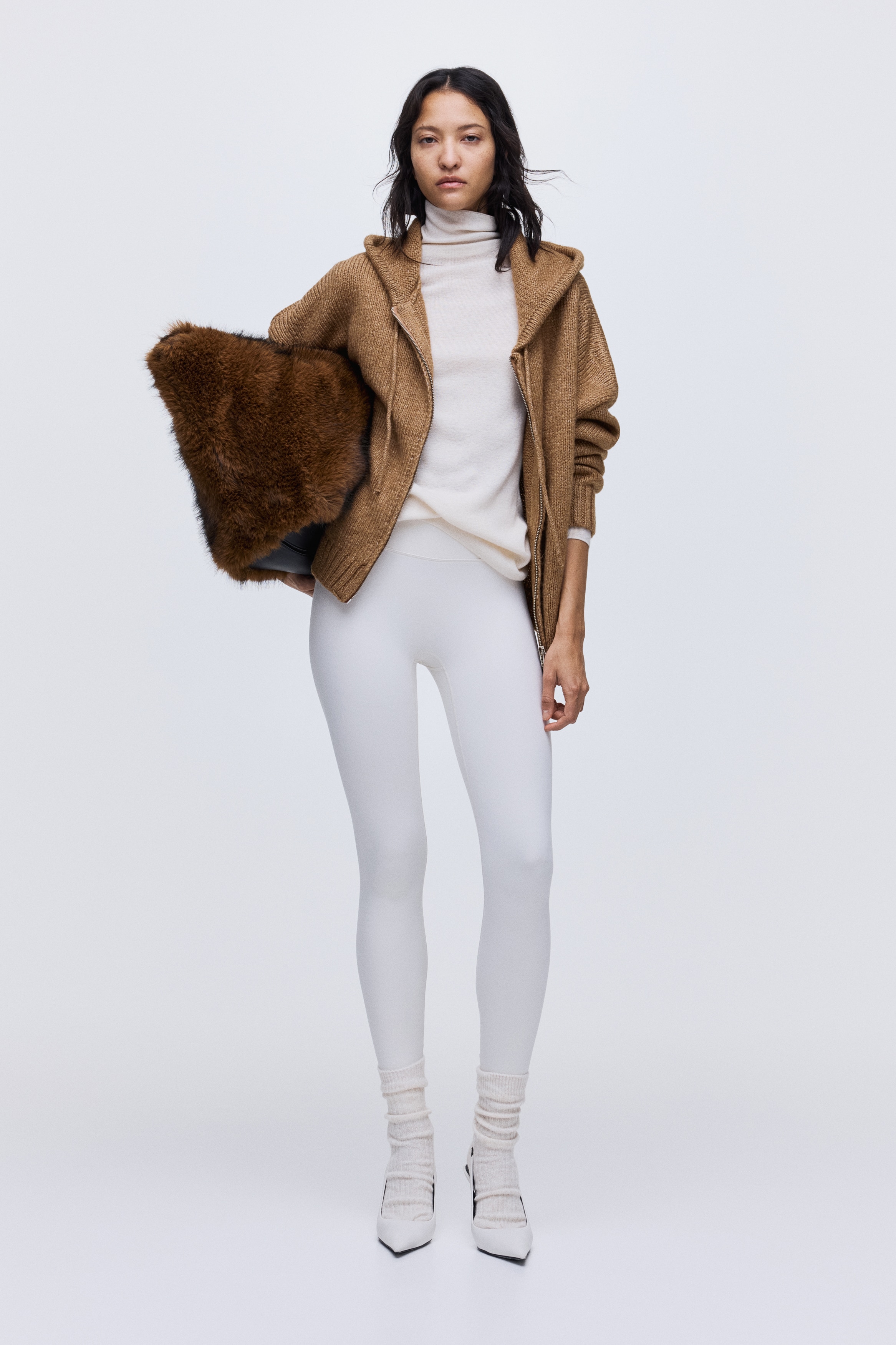 Signore - Beige scuro Maglia con cappuccio e cerniera - Size: XS  - H&M