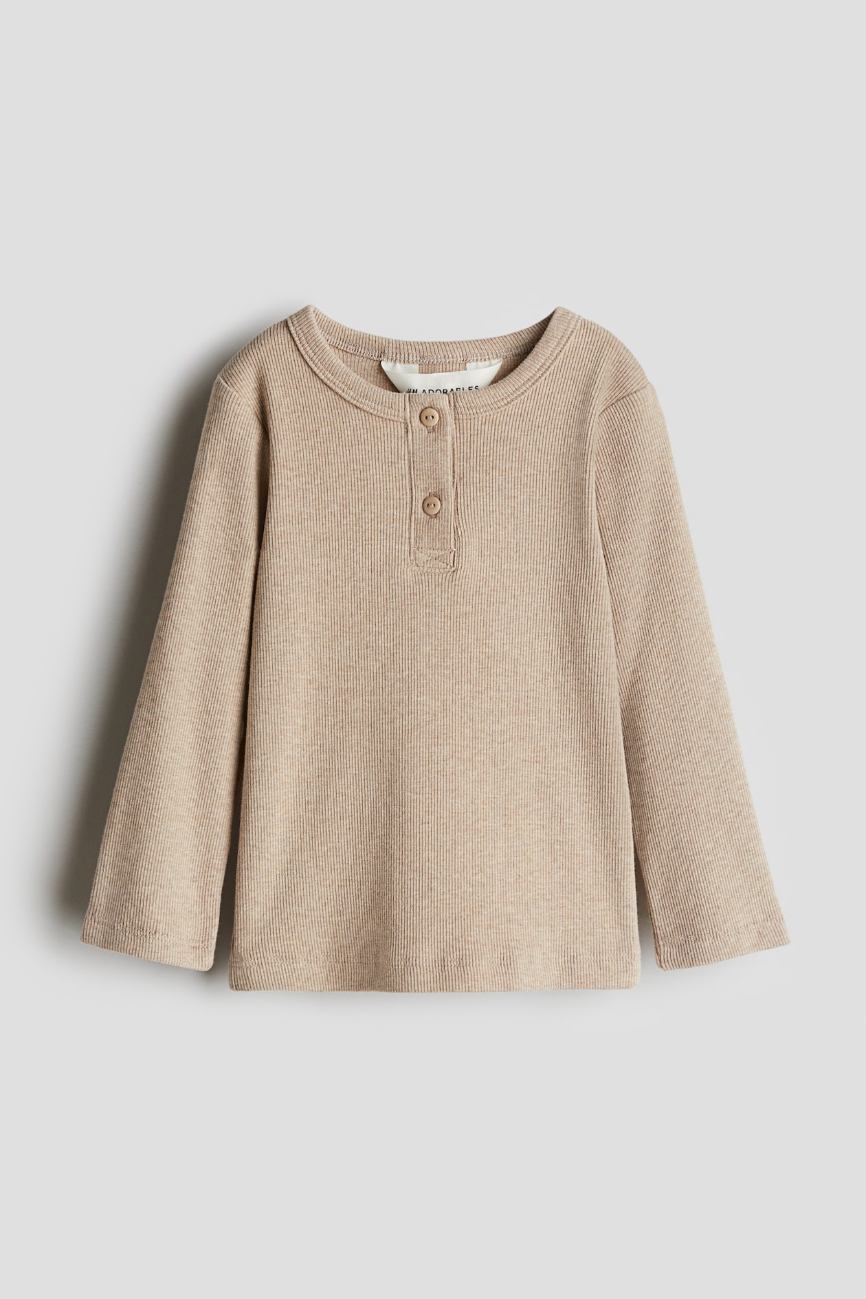Ribbed cotton Henley top - Beige - Kids | H&M GB