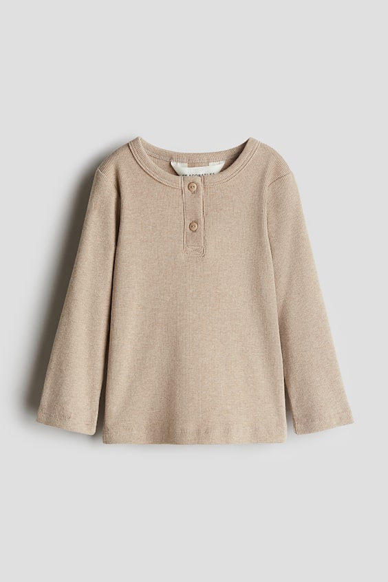 Детские рубашки H&M Ribbed Cotton Henley Shirt
