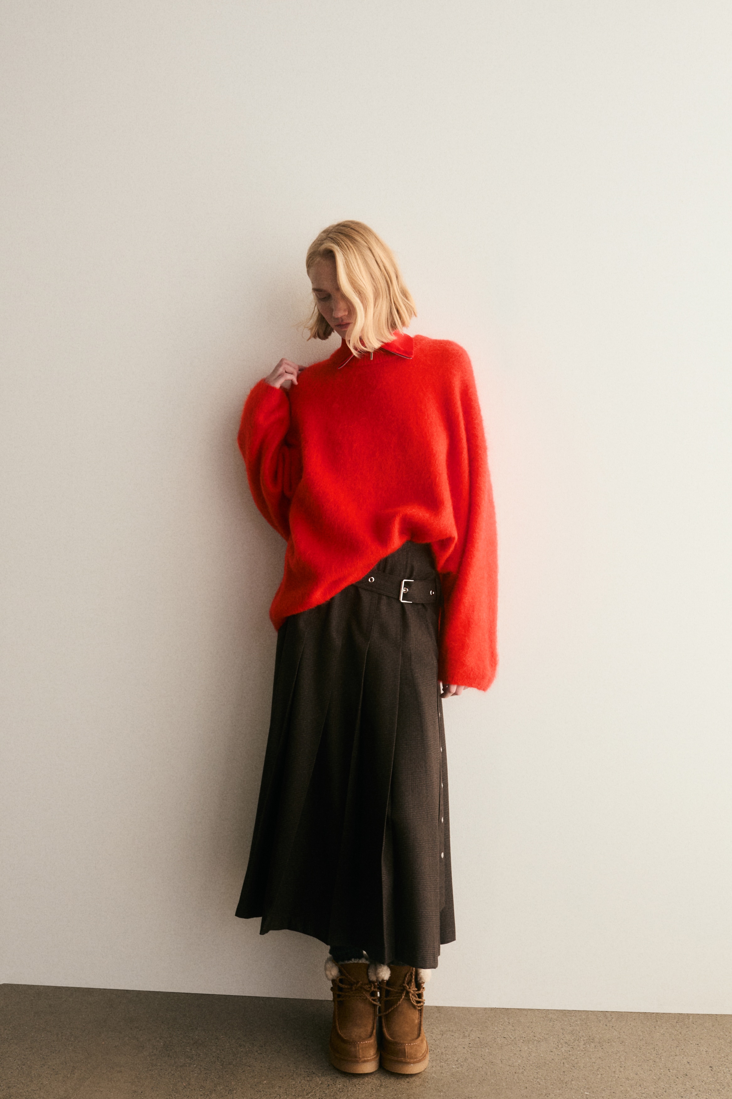 Oversized Mohair-Blend Sweater - Red/Light beige/Bright orange/Dark beige/Black/Striped/Light beige/Light apricot/Dark brown/Beige/Navy blue/Light grey