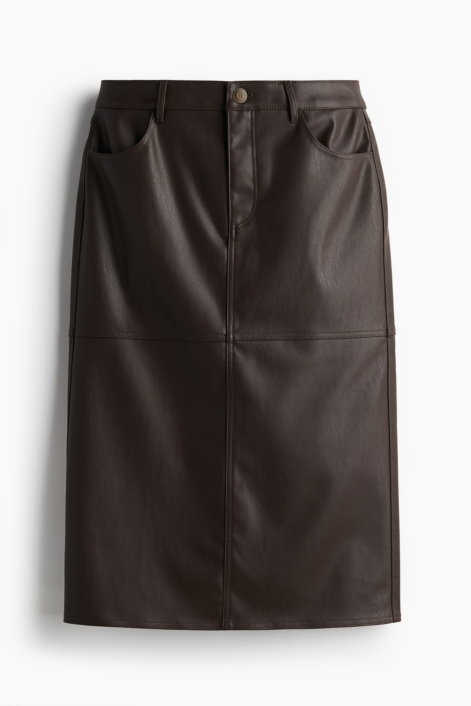 Coated midi skirt - Dark brown/Black - 2