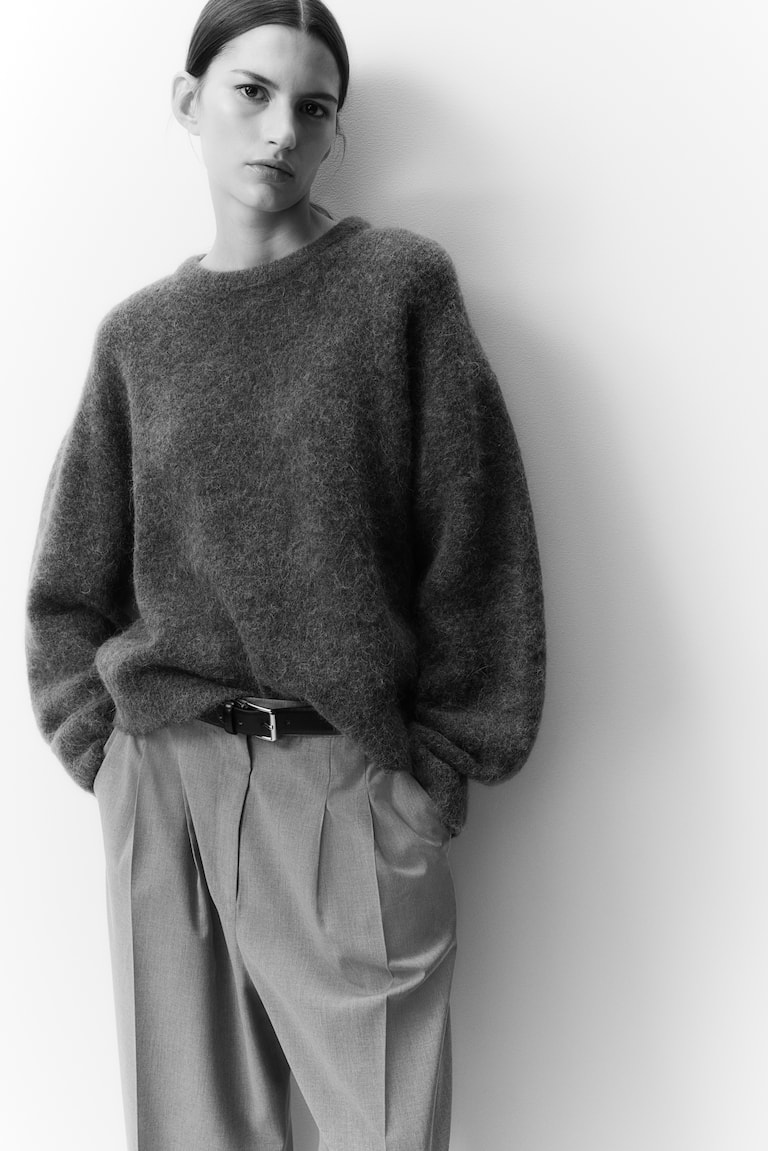 Oversized Alpaca-Blend Sweater Dark gray Ladies H&M US