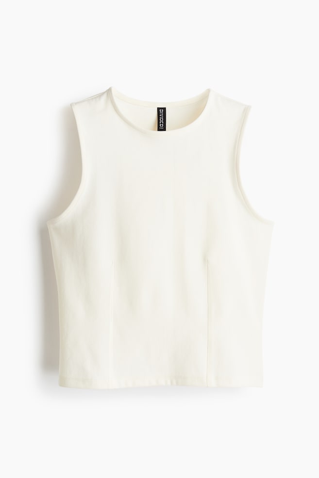 Defined-waist vest top - Cream/Black - 1