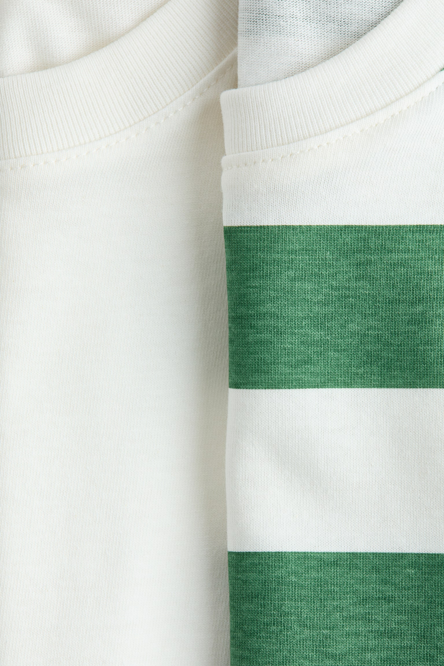 Детские футболки H&M 2-Pack Oversized T-Shirts, цвет: Белый / Зелёный полосатый — фото 2