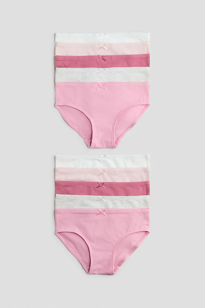 Set van 10 katoenen slips - Brief - Wit/poederroze/roze/Roze/groen - 1