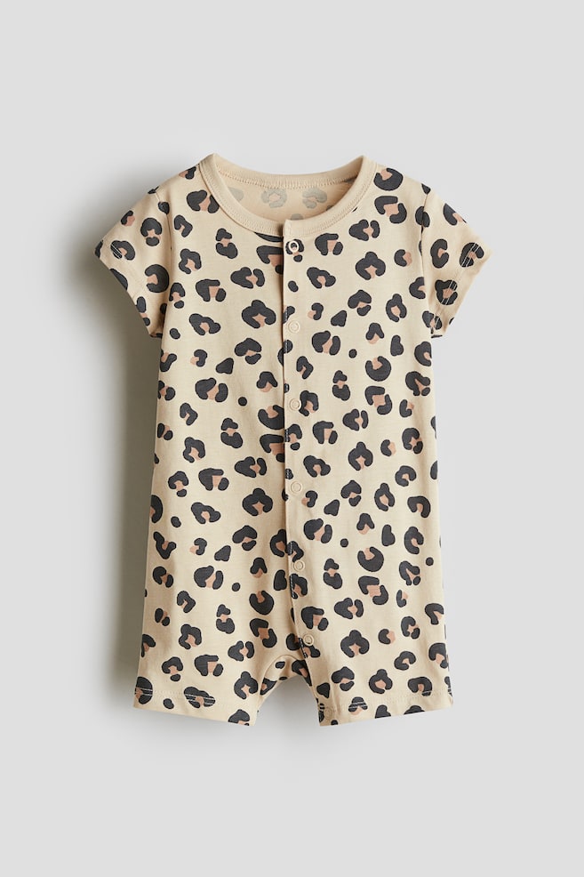Pijama de corpo inteiro estampado - Bege/Padrão leopardo - 1