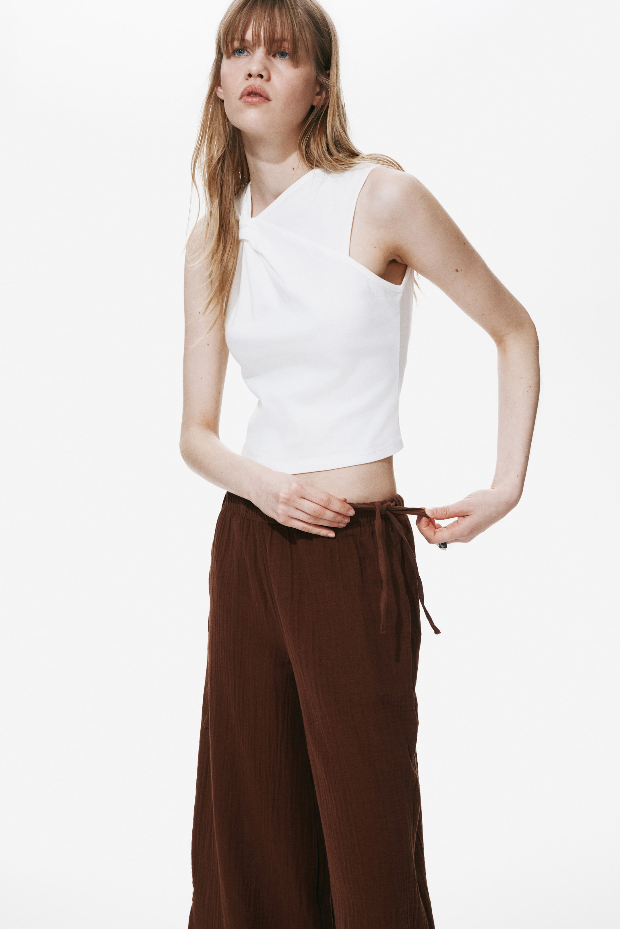 Drawstring-Detail Muslin Pants
