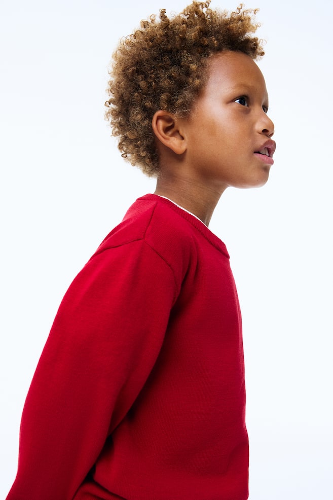 Cotton Sweater - Red/Dark grey marl - 3