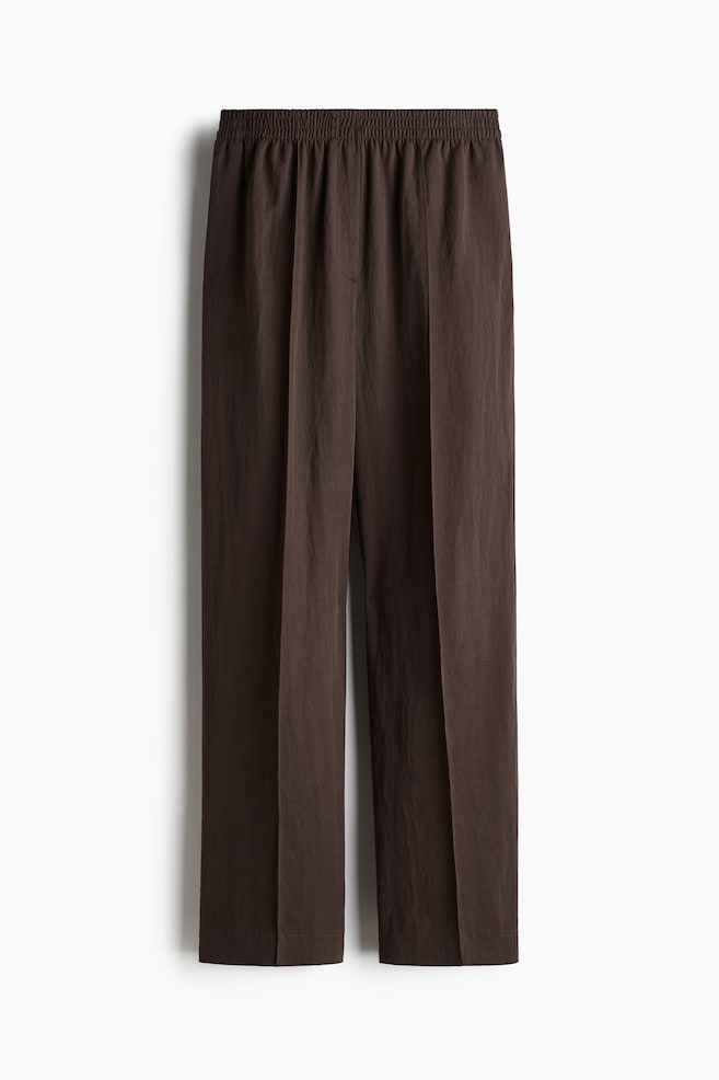 Pantalon en sergé avec taille élastique - Brun foncé - 1
