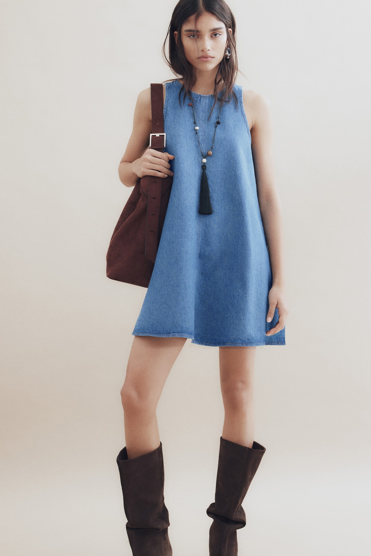 A-line denim dress - Denim blue - 1
