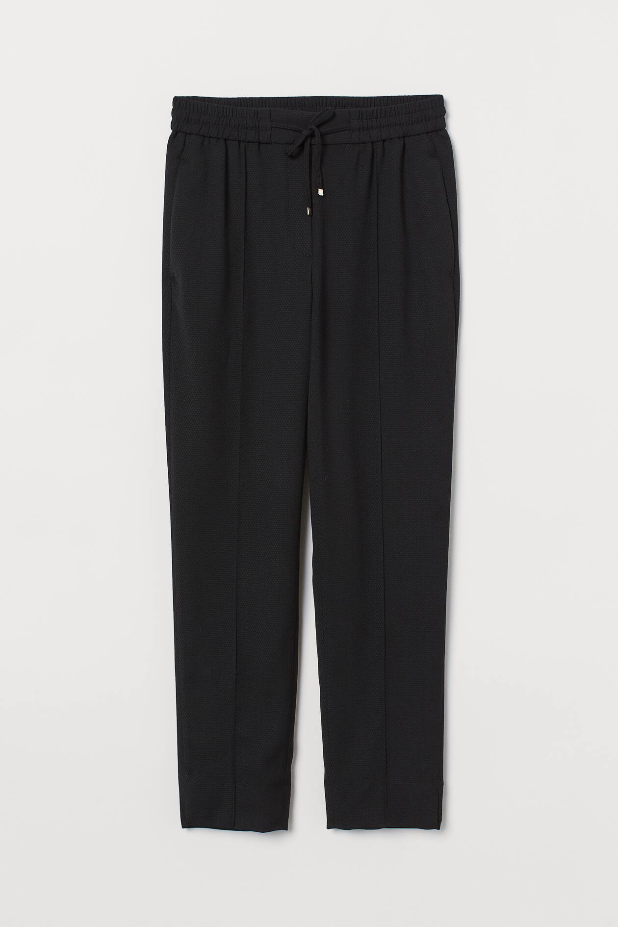 Joggers with Creases - High waist - Long - Black - Ladies | H&M US