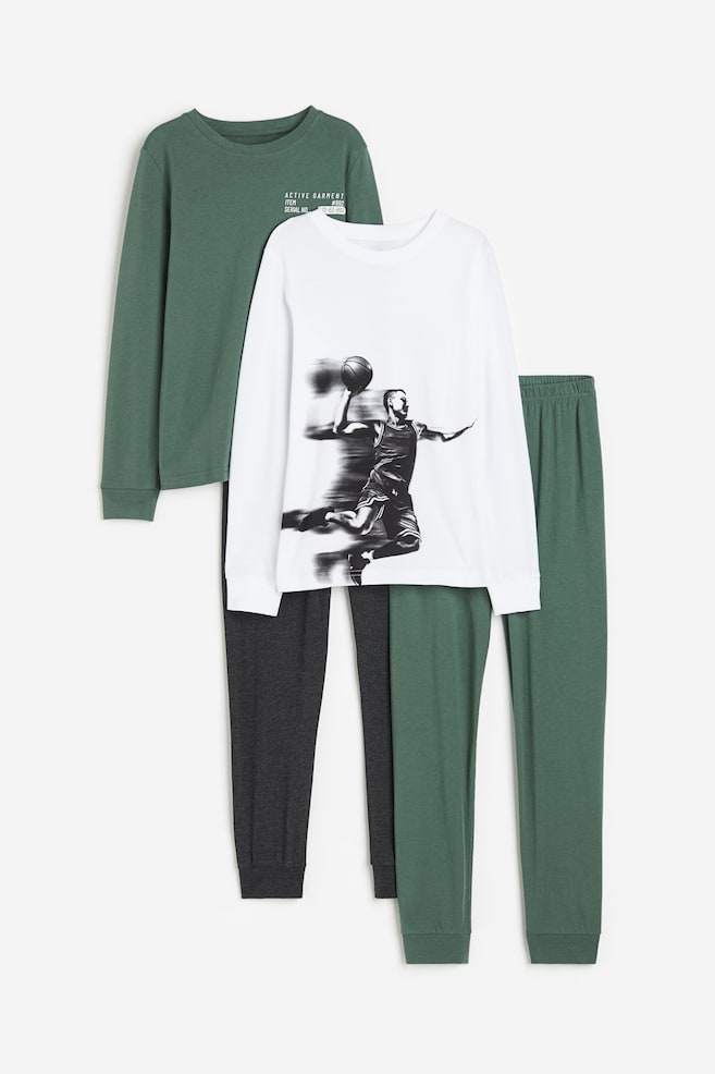 2-pack cotton pyjamas - Green/White/Black/NASA/Blue/White - 1