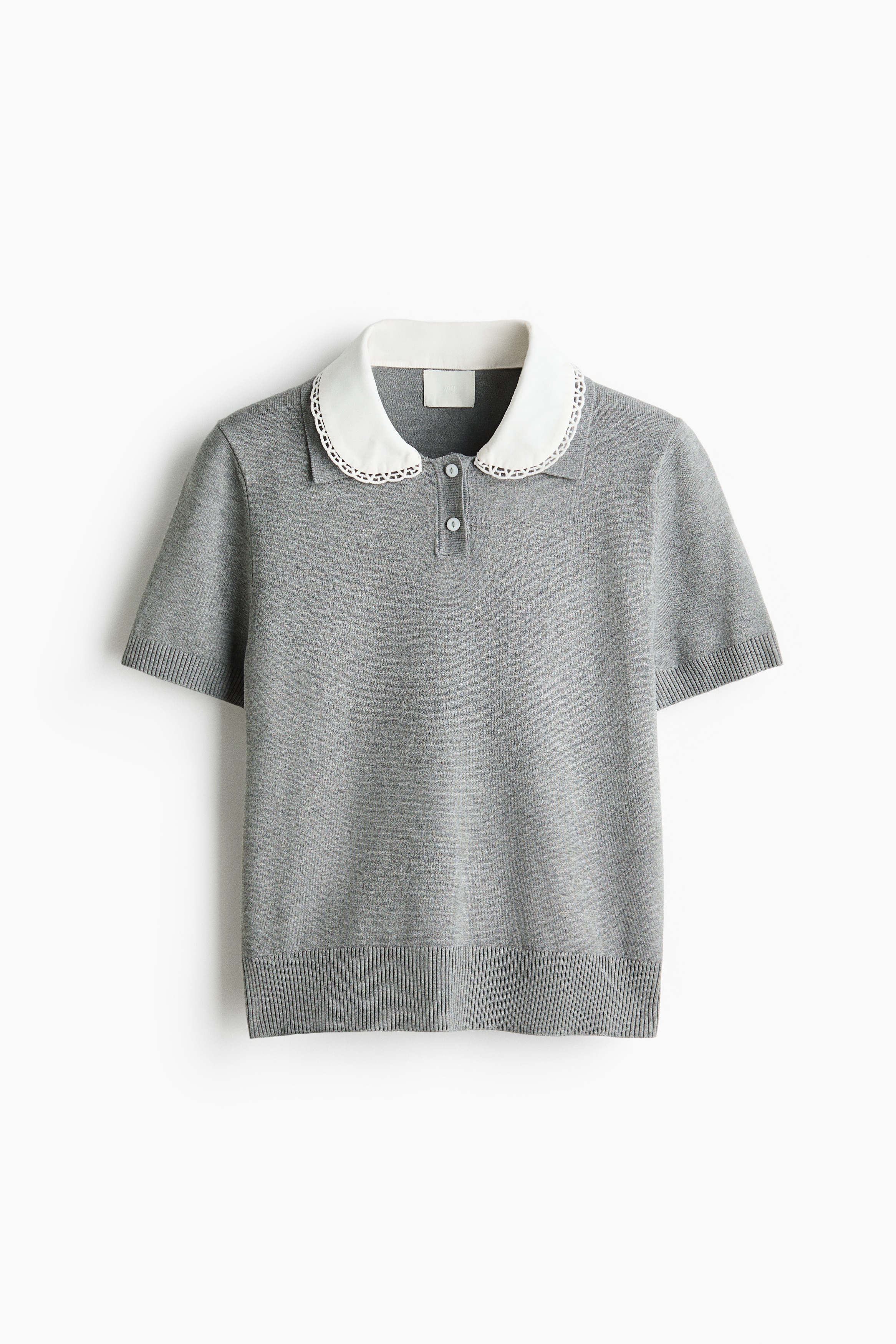 Layered-look polo shirt - Màu xám đốm/Màu kem/Xanh dương/Hoạ tiết quả trám