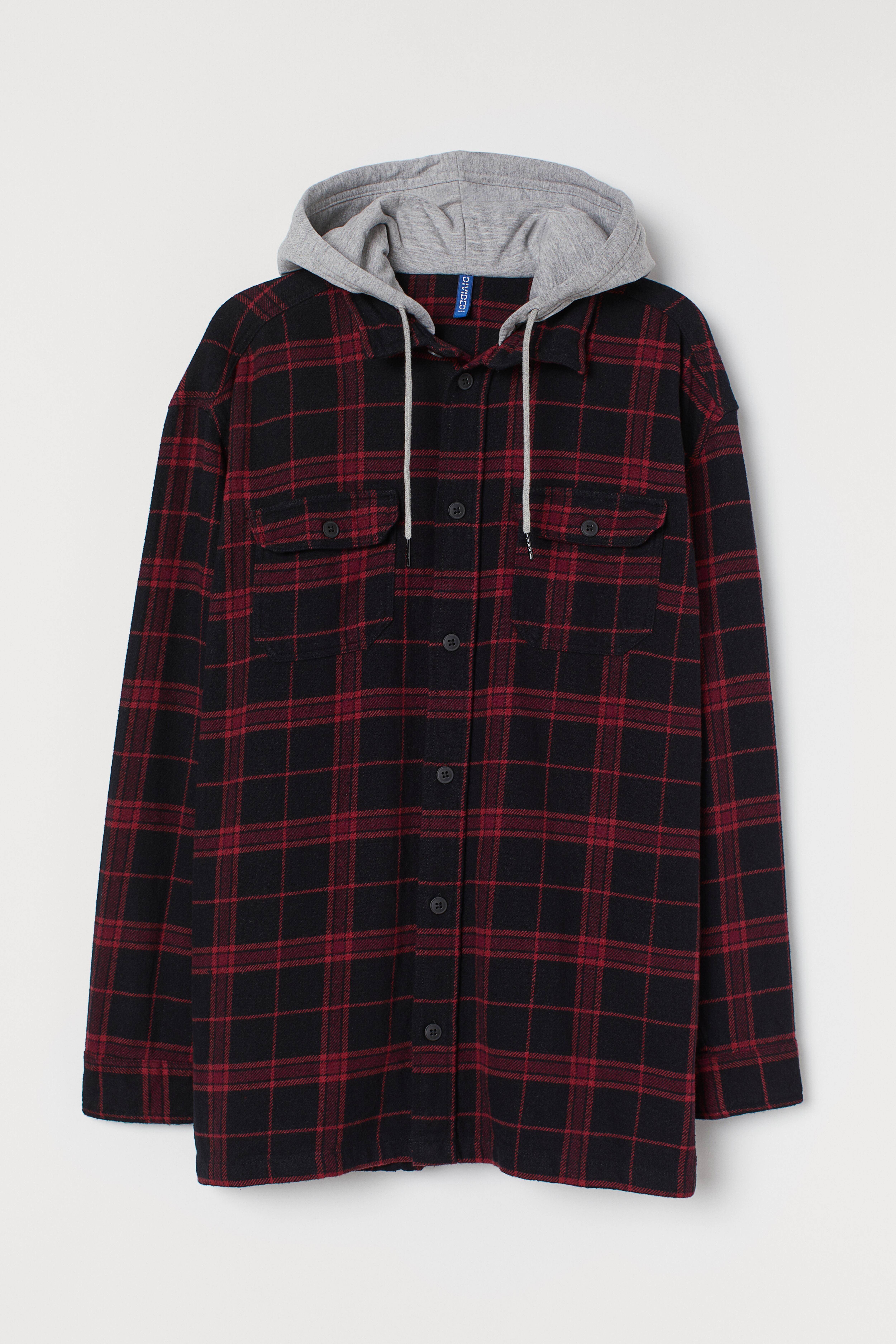 H&m flannel hoodie hotsell