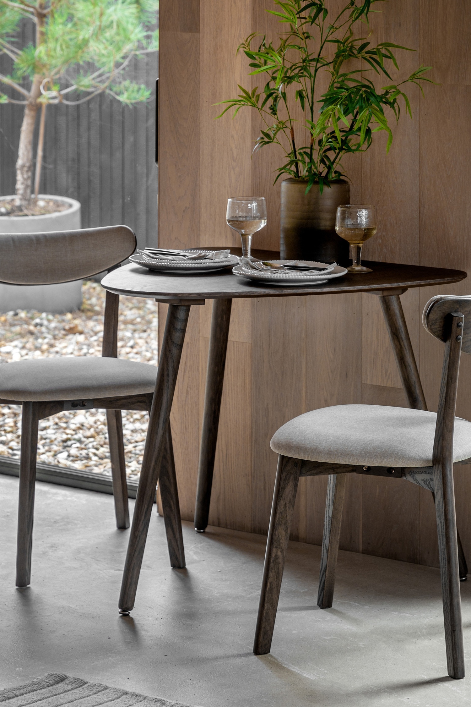 Wood Veneer Dining Table - Dark Wood/Natural