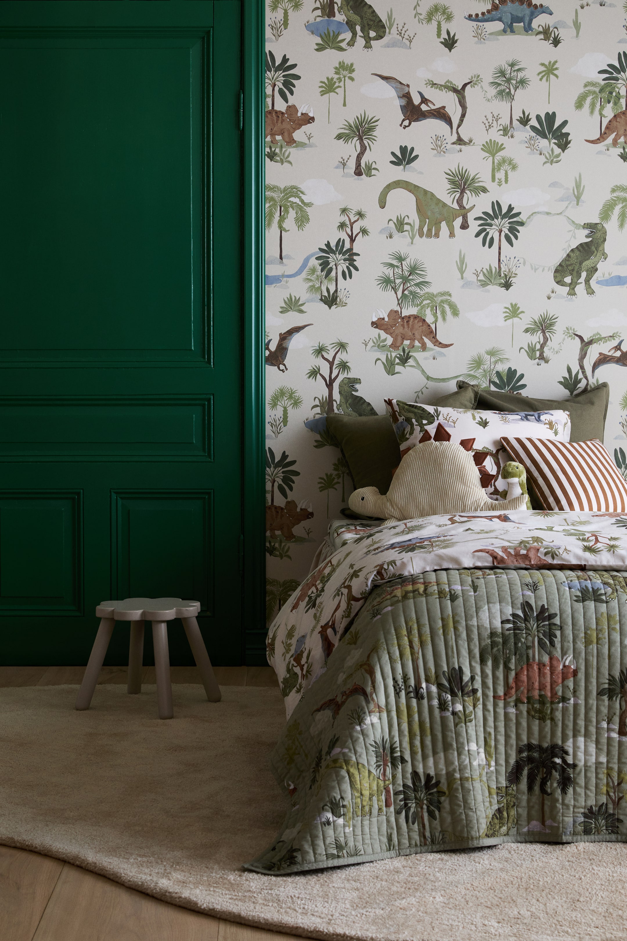 Zobrazit větší obrázek: Vzorovaná sada povlečení na jednolůžko - Light beige/Dinosaurs - HOME | H&M CZ 1