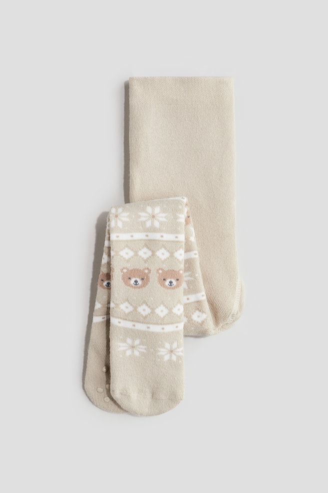 Mallas con forro de terry - Beige/Osos/Blanco/Corazones/Beige claro/Moños - 1