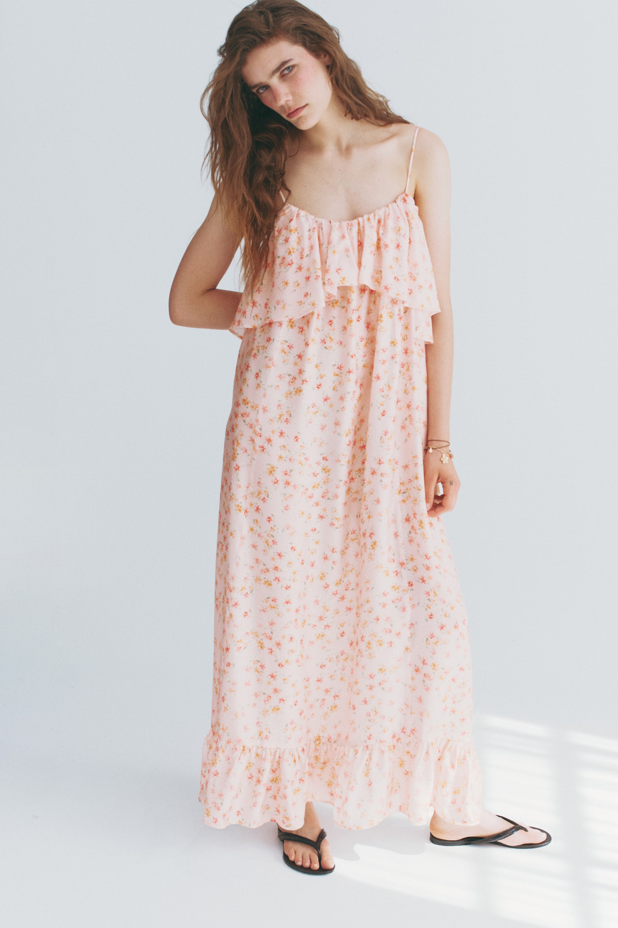 Ruffle-Trimmed A-Line Dress